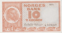10 крон 1971 года. Норвегия. р31f