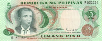 Банкнота 5 песо 1970 года. Филиппины. р148