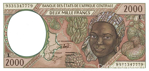 2000 франков 1993 года. Габон. р403La