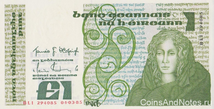 1 фунт 1985 года. Ирландия. р70с