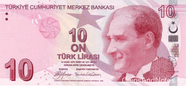 10 лир 2009 года. Турция. р223а