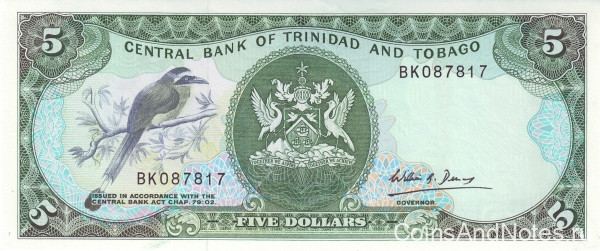 5 долларов 1985 года. Тринидад и Тобаго. р37b