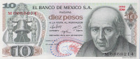 Банкнота 10 песо 15.05.1975 года. Мексика. р63h(2)