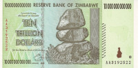 Банкнота 10 триллионов долларов 2008 года. Зимбабве. р88