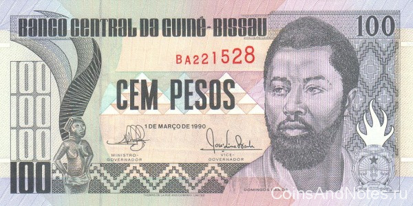 100 песо 1990 года. Гвинея-Биссау. р11