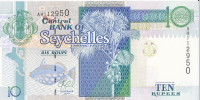 Банкнота 10 рупий 2013 года. Сейшельские острова. р42