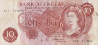Банкнота 10 шиллингов 1960-1970 годов. Великобритания. р373а