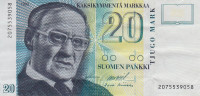 Банкнота 20 марок 1993 года. Финляндия. р122(3)