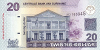 Банкнота 20 долларов 01.01.2004 года. Суринам. р159а