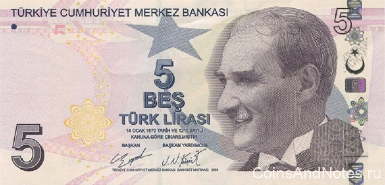 5 лир 2009 года. Турция. р222d