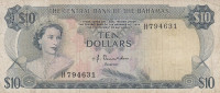 10 долларов 1974 года. Багамские острова. р38а