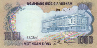 Банкнота 1000 донгов 1972 года. Южный Вьетнам. р34
