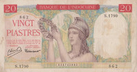 Банкнота 20 пиастров 1949 года. Французский Индокитай. р81