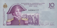 Банкнота 10 гурдов 2014 года. Гаити. р272f