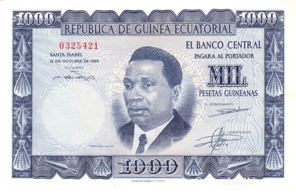 1000 песет 1969 года. Экваториальнвя Гвинея. р3