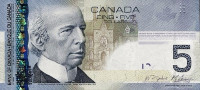 Банкнота 5 долларов 2010 года. Канада. р101Ad