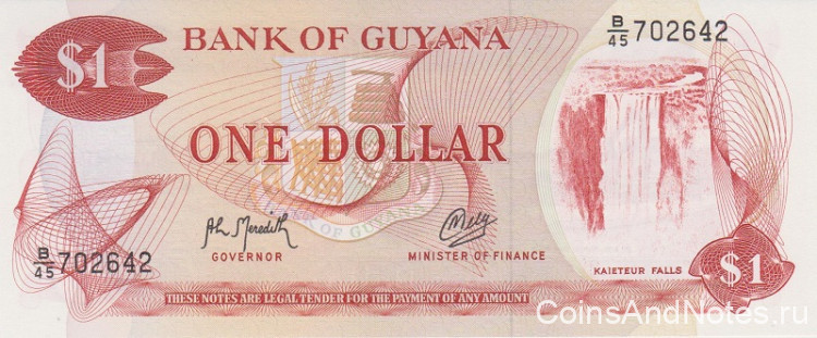 1 доллар 1966-1992 годов. Гайана. р21g(2)