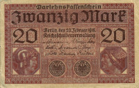 20 марок 20.02.1918 года. Германия. р57