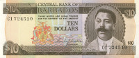 10 долларов 1973 года. Барбадос. р33