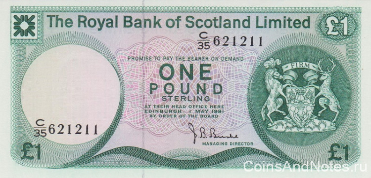 1 фунт 1981 года. Шотландия. р336а