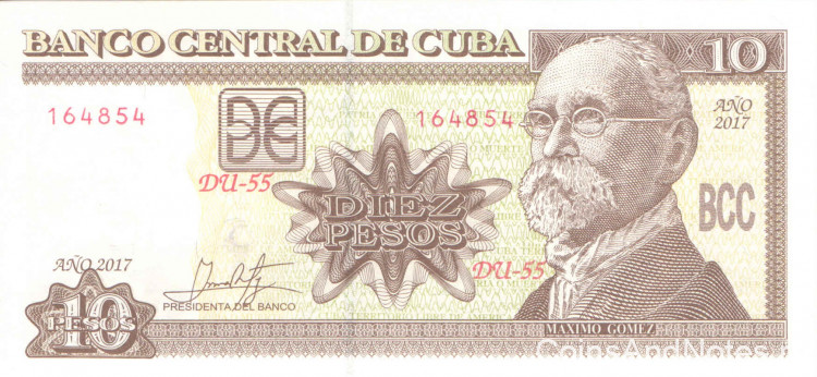 10 песо 2017 года. Куба. p117(17)
