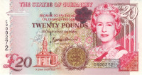 Банкнота 20 фунтов 1996 года. Гернси. р58с