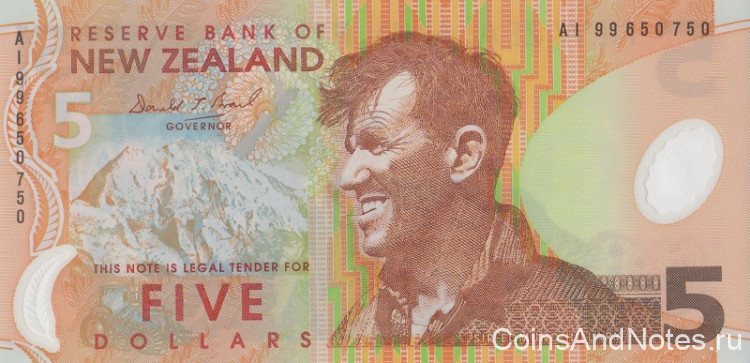 5 долларов 1999 года. Новая Зеландия. р185а