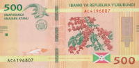 500 франков 2018 года. Бурунди. р50(18)