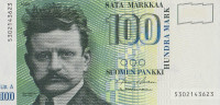 Банкнота 100 марок 1986 года. Финляндия. р119(13)