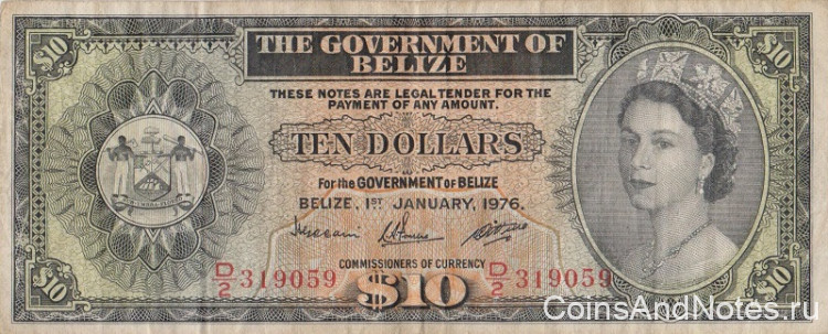 10 долларов 1976 года. Белиз. р36с