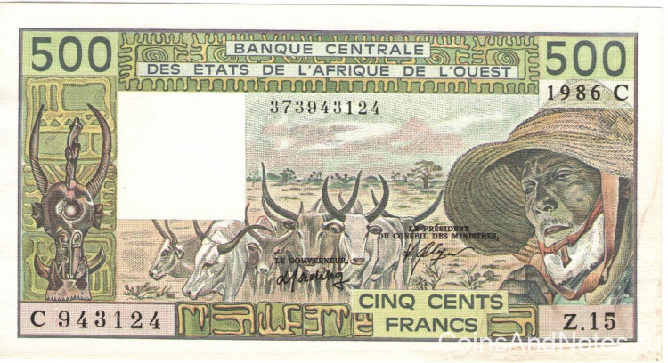 500 франков 1986 года. Буркина-Фасо.  р306Сj