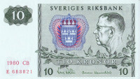 10 крон 1980 года. Швеция. р52е