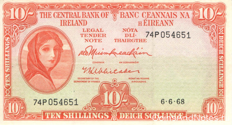 10 шиллингов 1968 года. Ирландия. p63a(68)