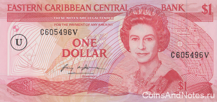 1 доллар 1985-1988 годов. Карибские острова. р17u
