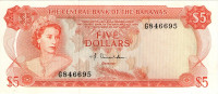 5 долларов 1974 года. Багамские острова. р37а