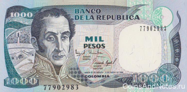 1000 песо 1994 года. Колумбия. р438