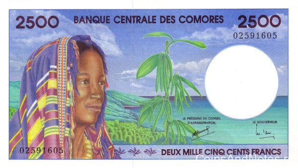 2500 франков 1997 года. Коморские острова. р13