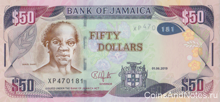 50 долларов 2019 года. Ямайка. р94(19)