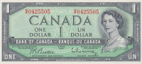 Банкнота 1 доллар 1954 года. Канада. р75b
