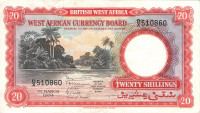 20 шиллингов 1954 года. Британская Западная Африка. р10а