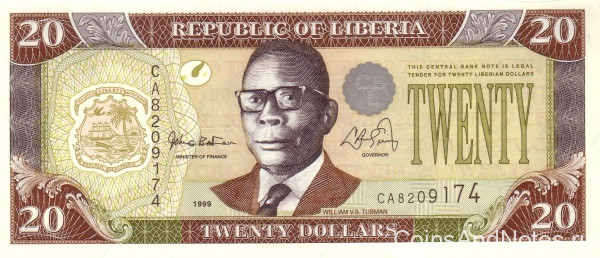 20 долларов 1999 года. Либерия. р23а
