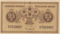 Банкнота 25 пенни 1918 года. Финляндия. р33(1)