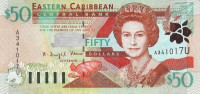 Банкнота 50 долларов 2000 года. Карибские острова. р40u