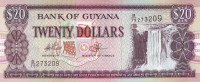 Банкнота 20 долларов 1996-2009 годов. Гайана. р30e