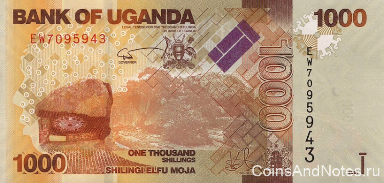 1000 шиллингов 2021 года. Уганда. р49(21)