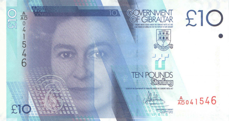 10 фунтов 2016 года. Гибралтар. p36(16)