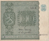 100 марок 1945 года. Финляндия. р88(21)