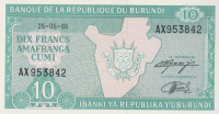 10 франков 1995 года. Бурунди. р33с