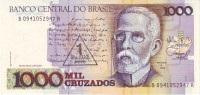 Банкнота 1 новый крузадо 1989 года. Бразилия. р216b