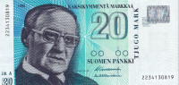 Банкнота 20 марок 1993 года. Финляндия. р123(12)